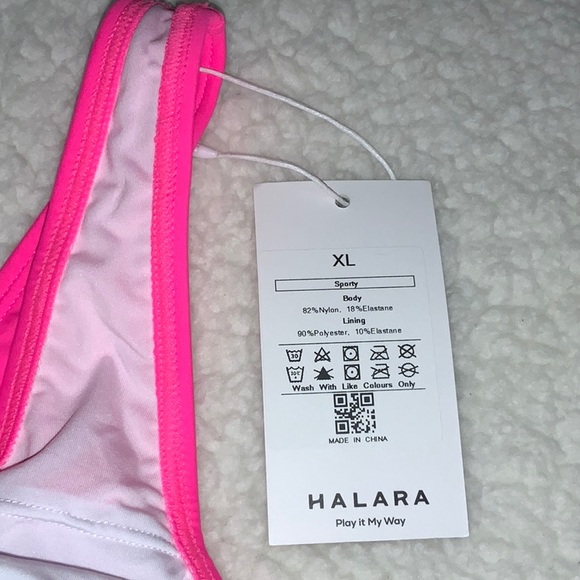 HALARA - NWT Solid U Neck Bikini Top in Neon Pink (Size XL) - Picture 9 of 11